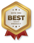distintivo dorato con scritta BEST PRODUCT su sfondo trasparente