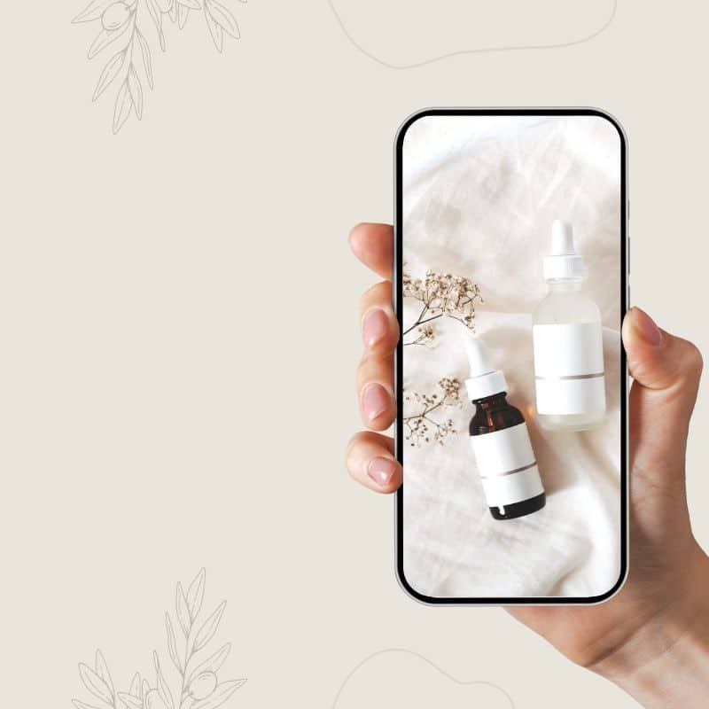 prodotto cosmetico naturale su smartphone, presentazione landing page