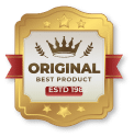badge dorato con corona e scritta prodotto originale migliore